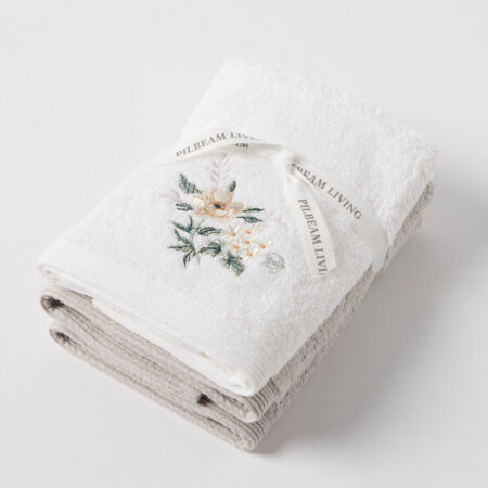 Belle Fleur Face Washer Set of 3 (2 Plain)