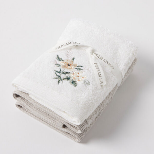 Belle Fleur Face Washer Set of 3 (2 Plain)