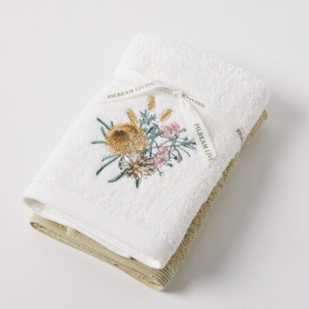 Wattle & Bloom Hand Towel Set of 2 (1 Plain)