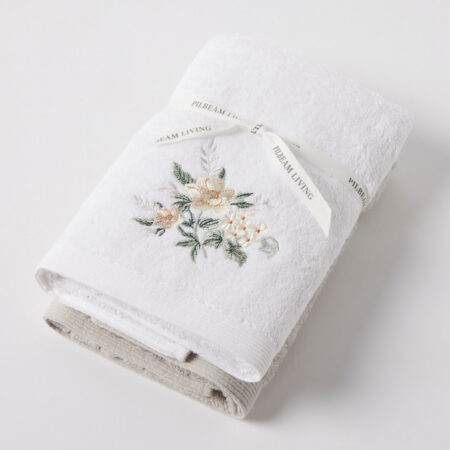 Belle Fleur Hand Towel Set of 2 (1 Plain)