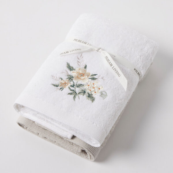 Belle Fleur Hand Towel Set of 2 (1 Plain)