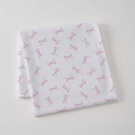 Jiggle & Giggle Pink Bow Muslin Wrap