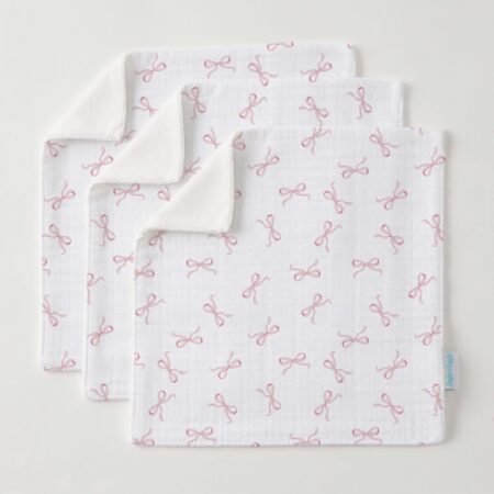 Jiggle & Giggle Pink Bow Face Washer Set of 3