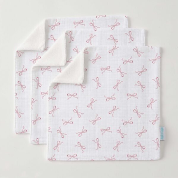 Jiggle & Giggle Pink Bow Face Washer Set of 3