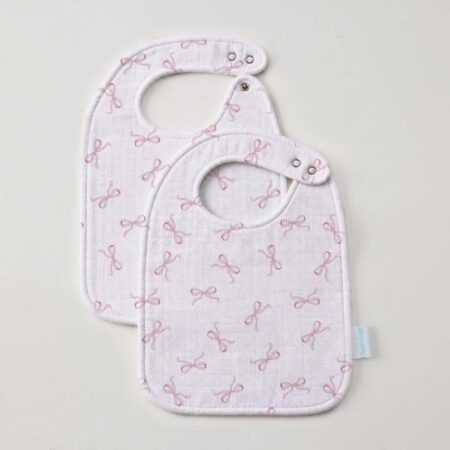 Jiggle & Giggle Pink Bow Muslin Bib Set of 2
