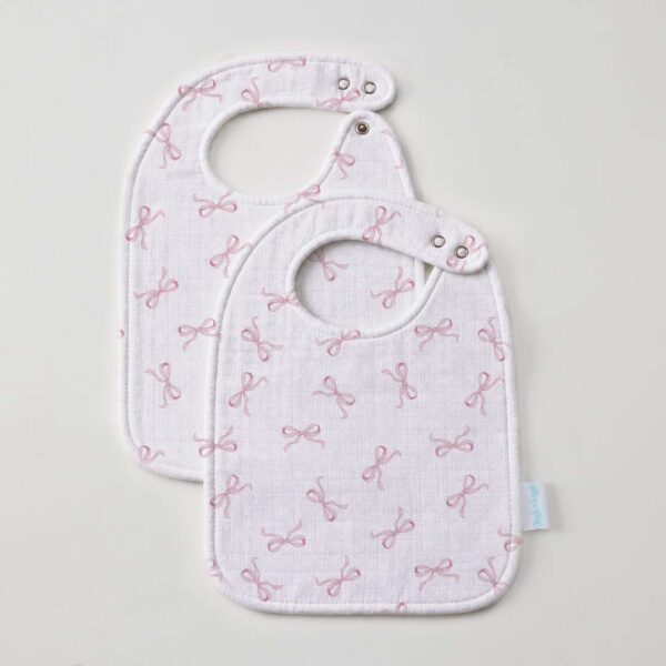 Jiggle & Giggle Pink Bow Muslin Bib Set of 2