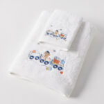 Jiggle & Giggle Toot Toot Bear Bath Towel & Face Washer in Organza Bag