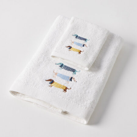 Jiggle & Giggle Dachshund Bath Towel & Face Washer in Organza Bag
