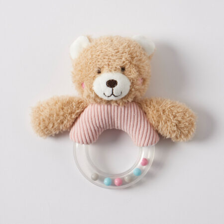 Jiggle & Giggle Hugglies Teddy Bear Rattle - Pink