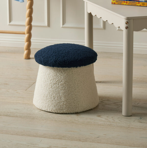 Jiggle & Giggle Mushroom Bouclé Kids Stool - Navy