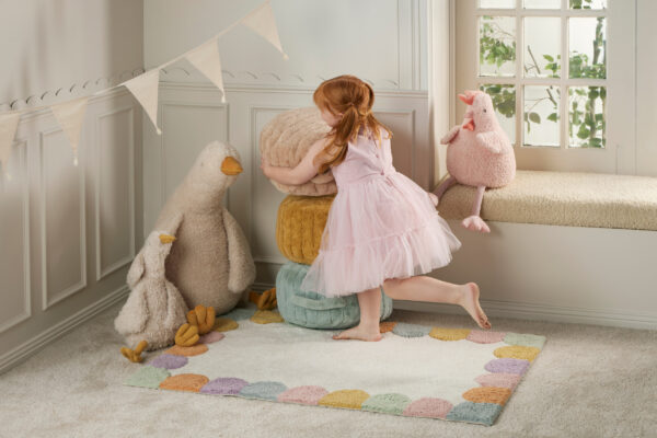 Jiggle & Giggle Plush Kids Pouf - Mustard